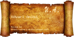 Udvari Anikó névjegykártya